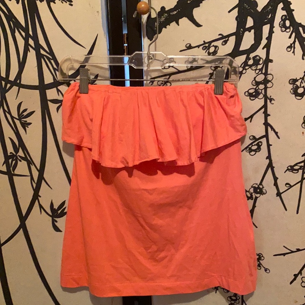 Lily Pulitzer Women’s Coral/Orange Strapless Ruffle Top